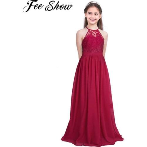 Summer Girls Dress Lace Chiffon Flower Girl Dress Princess Girl Dresses Pageant Wedding Birthday Party Dress Kids Vestidos