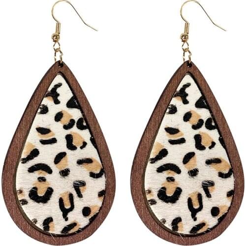 Summer Fashion Jewelry Women Earrings 2021 Trend 14 Colors Wood Leather Water Drop Womens Drop Earrings for Party Holiday Gift