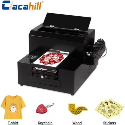 A4 multi-function inkjet UV flatbed printer for household use for keychain/sticker/T-shirt/wood/toy printing