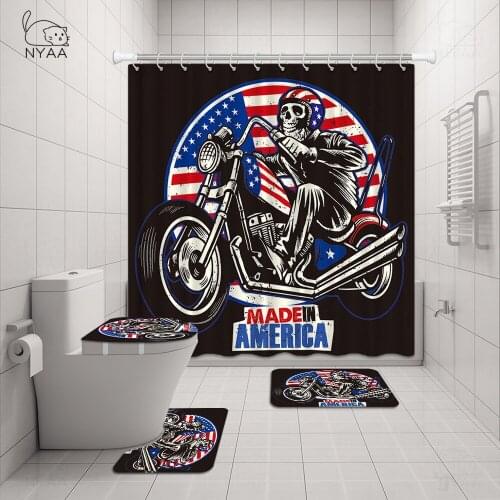 NYAA 3D pattern motorcycle Car Fabric Shower Curtains Bathroom Curtain Print Bathroom Accessories 4 Piece Set