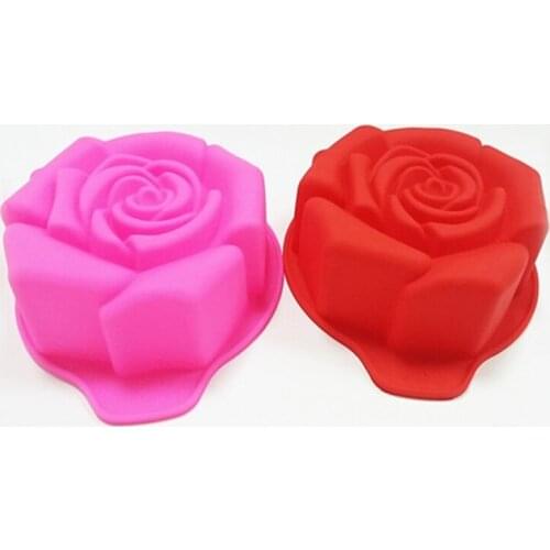 1 PCS Large Size Rose Baking Pan Cake Tools Silicone Baking Tray Liners Homemade Non-stick Cake Decorating Mold JH134
