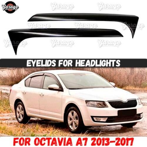 Eyelids for headlights for Skoda Octavia A7 2013-2017 ABS plastic pads cilia eyebrows covers trim accessories car styling tuning