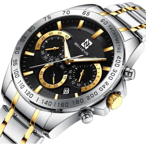 2021 New Sports Watches Mens Luxury Brand Stainless Steel Quartz Watch Chronograph Date Wristwatch Fashion Business Male Clock