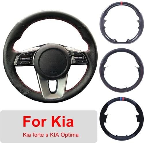 DIY Car Steering Wheel Cover Customized For Kia Forte S 2019 KIA Optima 2018 2019 Leather Braiding Cover For Steering Wheel