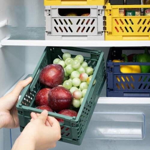 Home Storage Plastic Folding Storage Box Basket Desktop Cosmetic Sundries Organizer Bread Fruit Toys Food Storage Bin