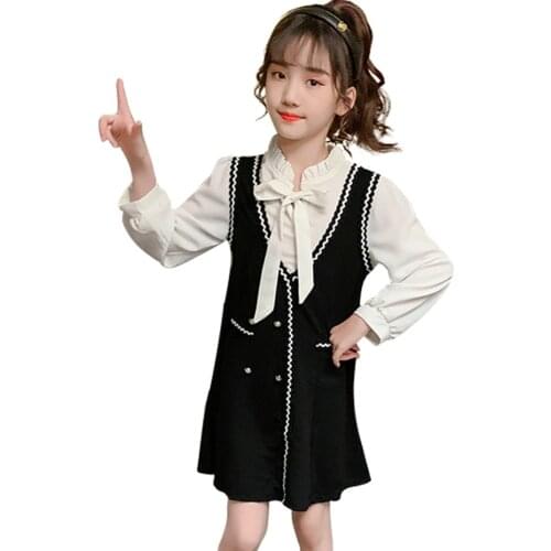 Dress For Girls Patchwork Dress For Girl Plaid Pattern Kids Dresses Casual Style Costume For Girls 6 8 10 12 14