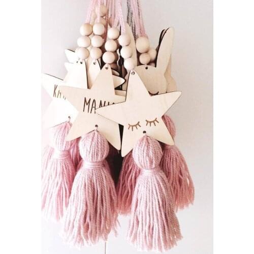 2020 nordic home decor Star Shape Wooden Beads Tassel Pendant kids room decoration Accessories wall hanging decor kinderkamer