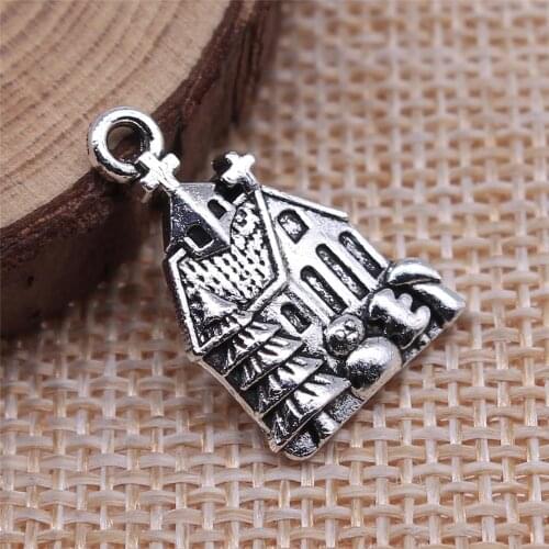 Handmade Pendants For Jewelry Accessories 20pcs House Charms 21x14mm Antique Silver Plated