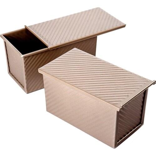 Pullman Loaf Pan with Lid Non-Stick Bakeware Bread Toast Gold Mold Aluminum Alloy Corrugated Cake Kitchen Tools Delicious