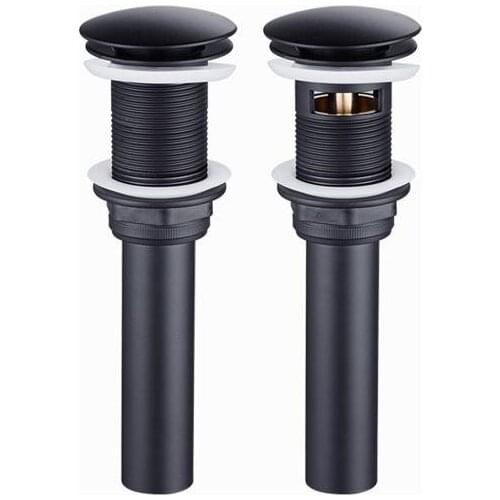 Solid Brass Bathroom Sink Pop Up Drain With matt black color bathroom parts with&without overflow faucet DR335