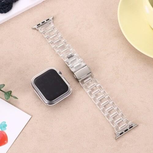 Folding Resin Strap+Case For Apple Watch 3 Band 38mm 42mm iwatch band 40mm 44mm Series 6 SE 5 4 3 2 1 Watchbands Accessories