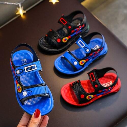 Cartoon Boys' Sandals 2021 Summer New Cartoon Students' Shoes Beach Sandals Boys' Shoes Soft Sole Anti Slip Open Toe Sandals