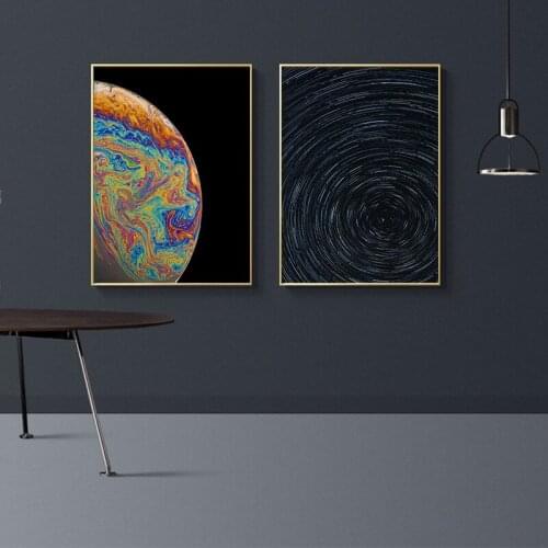 Modern Night Sky Wall Art Prints Earth Canvas Posters Galaxy Space Moon Canvas Painting Colorful Planet Wall Pictures