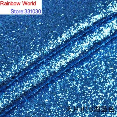 16# lake blue Thick Shiny Vinilic Sequin PU Leather fabric with paillette for DIY wedding decotate KTV hotel Garment(100*138cm)