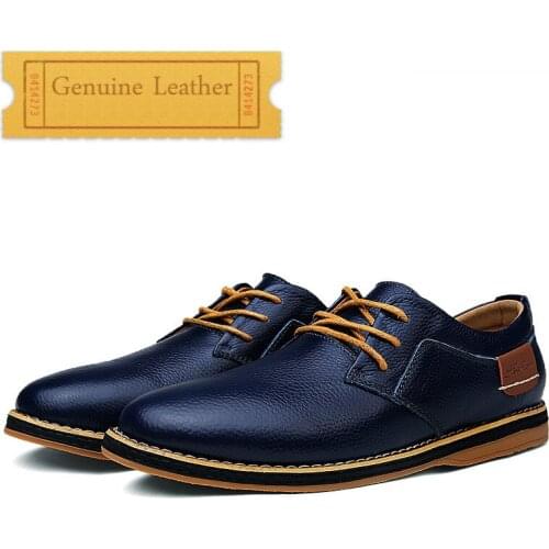 New Handmade Genuine Leather Casual Shoes Men Fashion Luxury Driving Office Shoes Big Size Cowhide Leather Male Wedding Shoes
