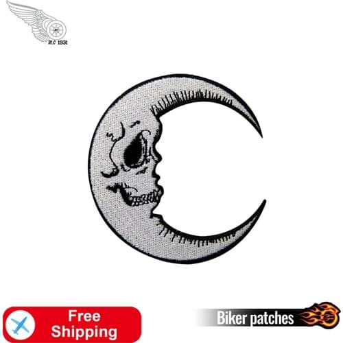 Smile Luna Skull Embroidery Patches Iron on Badges for Clothing Diy Halloween Decorations 10 Pcs Biker Jackets Scare Appliques