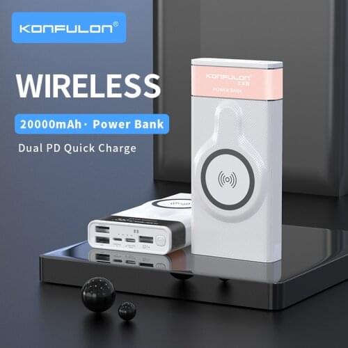 Wireless Power Bank 20000 mAh Wireless Charger Powerbank Quick 3.0 Portable Charging Slim Power bank For iPhone12 Laptop