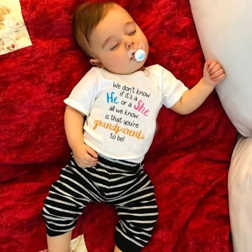 You're Grandparents To Be Cute Baby Bodysuit Short Sleeve Newborn Body Baby Boy Girls Onesies Cotton Baby Outfit Rompers Clothes