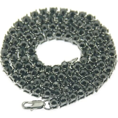 Chaozhou Hip Hop Jewelry Inlaid With Diamond Single Row Chain Cuba Chain Single Row Diamond Ice Button Tennis Chain Necklace