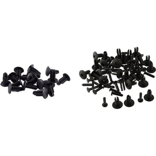 16Pcs Plastic Rivets Clip 4mm X 5mm X 15mm Black & 30Pcs Plastic Bumper Mounting Rivet Body Trim Clip