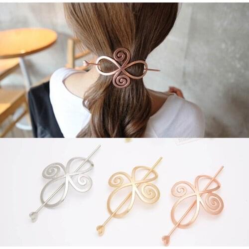 2019 Fashion simple geometric metal love stars round hairpin insert comb hairpin hairpin hair comb hair accessories