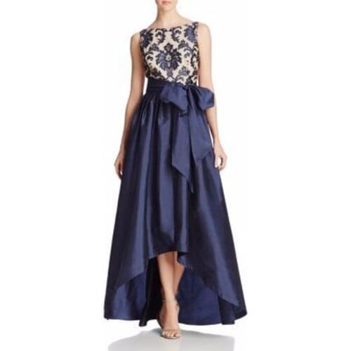 Dark Navy Blue Asymmetrical Skirt Custom Made Big Bow Waistline Floor Length Long Maxi Skirt High Low Skirts Women