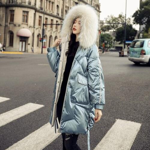 Winter Jacket Women 90% White Duck Down Coat Hooded Raccoon Fur Collar Coats and Jackets Womens Clothing Chaqueta Mujer WPY1460
