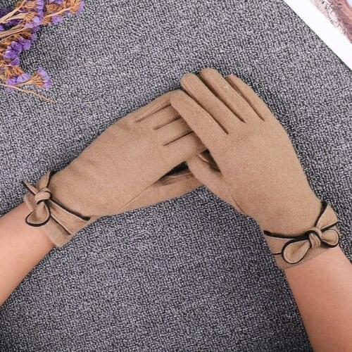 Womens Autumn and Winter Wool Gloves 2020 New Warm Korean Cute Driving Touch Screen Cashmere Gloves