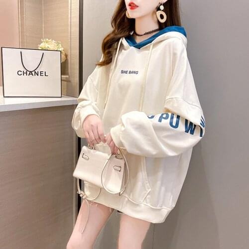 2021 Spring Plus Size Hooded Sweatshirts Women Clothes Korean Vintage Letter Print Harajuku Hoodies Oversize Loose Female Tops