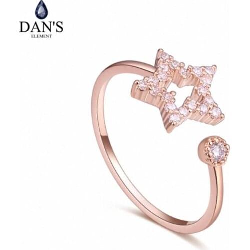 DANS Element Brand Real AAA Zirconia Micro Inlays Rose Gold Color Ring Party For Women Valentine Gift 129828