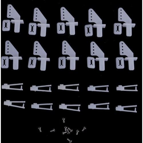 10 sets Medium Lock On Nylon Control Horn and Clevis 21mm set Rudder Servo ailerons elevators For RC fixed wing airplane