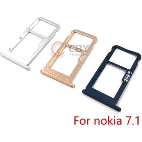 10pcs For Nokia 7.1 Plus Sim Card Tray Holder Socket SD Slot Repalcement Part