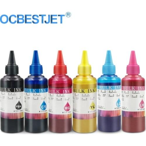 100ML/Bottle Universal Pigment Ink For Epson All Inkjet Printer Cartridge And CISS Pigment Ink 6 Colors/Set (BK C M Y LC LM)
