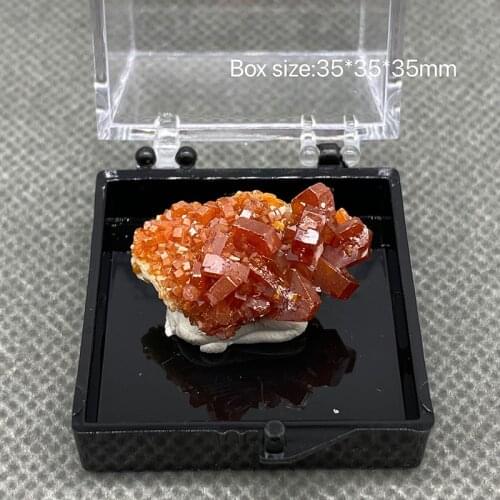 100% Natural Vanadinite mineral specimen quartz crystal specimen Collection Stones and crystals box size 35*35*35mm