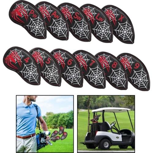 11 Piece Leather PU Iron Golf Club Head Covers Deluxe Golf Hybrid Headcovers