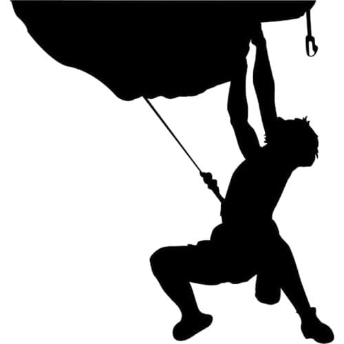 13.5CM*14.3CM Interesting Climbing Extreme Sport Black/Silver Vinyl Car Sticker S9-0391