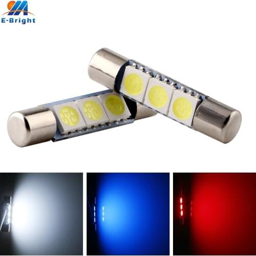 2X C5W T6 Festoon White 6641 28mm 31mm 12V 5050 3 SMD Roof Ceiling Vanity Mirror Sun Visor License Plate Reading Light