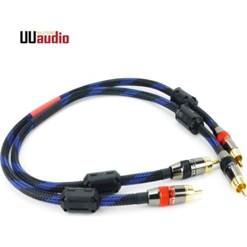 2pcs/pair HiFi RCA Cable Digital Audio Cable W/ Dual Magnetic-Ring - Blue