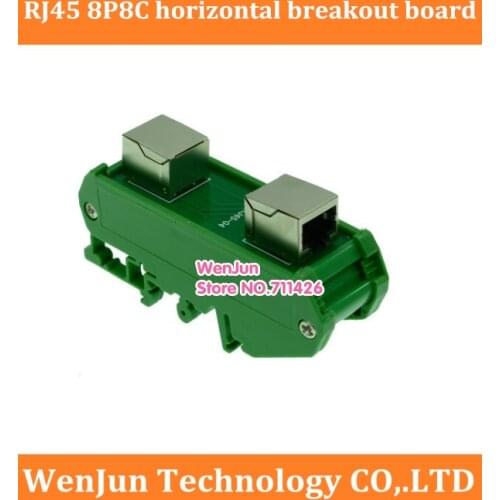 2 x RJ45 female 8P8C horizontal breakout board with Din rail mounting bracket and panel mounting foot --1pcs/lot