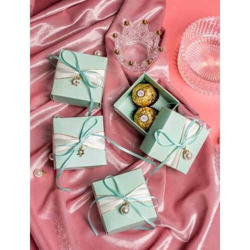 20Pcs/Lot Romantic Wedding Candy Box Pink Blue Purple Paper Box Candy Cookie Gift Boxes Wedding Party Candy Supplies