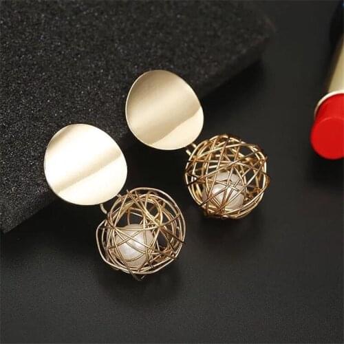 2021 Fashion Geometric Earrings For Women Simple Round Metal Ball Stud Earrings Cute Lovely Personality Jewelry Gifts