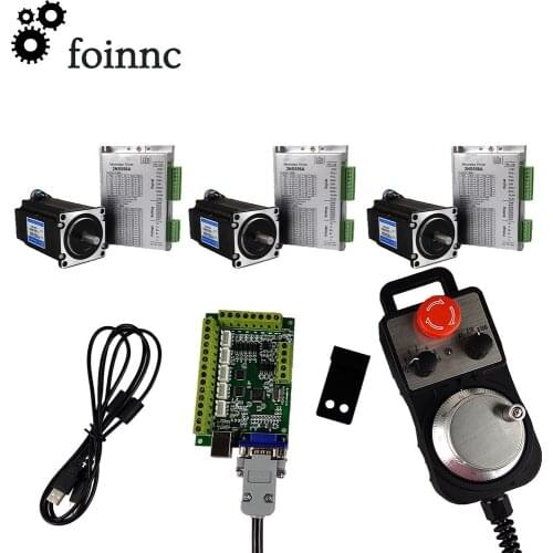 3-axis cnc kit usb mach3 cnc motion control system 556 stepper motor driver nema 23/57 stepper motor 3nm emergency stop handwhee