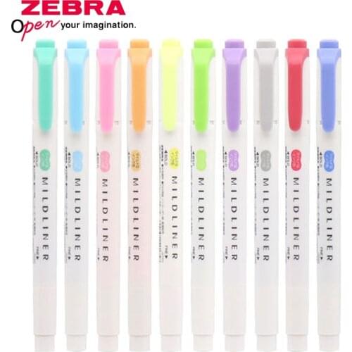3pcs Japan ZEBRA Highlighter WKT7 Mildliner Student Pastel Double Highlighter Marker Stroke Focus on Daily Use