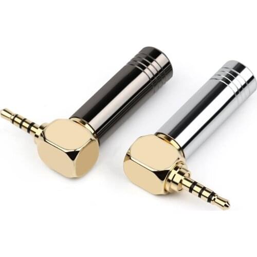 5PCS Audio Jack 2.5mm 4 Pole Earphone Plug 90 Degrees Right Angle Bend Plug Copper Gold Plated 2.5 Adapter DIY Connector