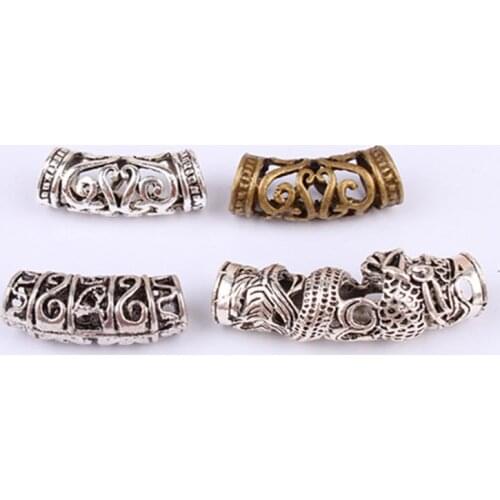 5PCS African Hair Braid Copper Tube Metal Hollow Hair Ring Dread Bead Dreadlock Cuffs Jewelry Decoration Accessories Gold Silver