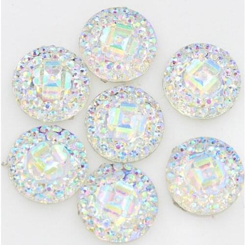 50x 12mm Resin Round Flower Rhinestone Flatback Buttons DIY Crafts Shiny