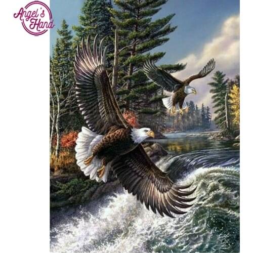 Diamond embroidery forest scenery diy diamond painting cross stitch full broderie diamant needlework mosaic pattern animal eagle