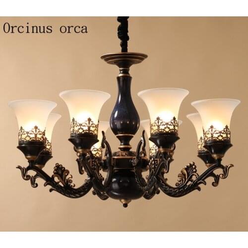 American minimalist creative ceramics chandelier living room bedroom European luxury antique glass chandelier free shipping