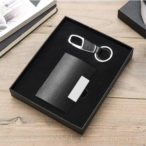 Bisi Goro 2021 Wallet Set High Quality RFID Metal Card Holder Aluminum Box Stainless Steel Key Holder Giftbox Retail Wholesale
