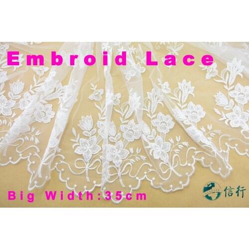 35cm big width cotton embroid lace sewing ribbon guipure trims fabric warp knitting DIY Garment Accessories free shipping#3496